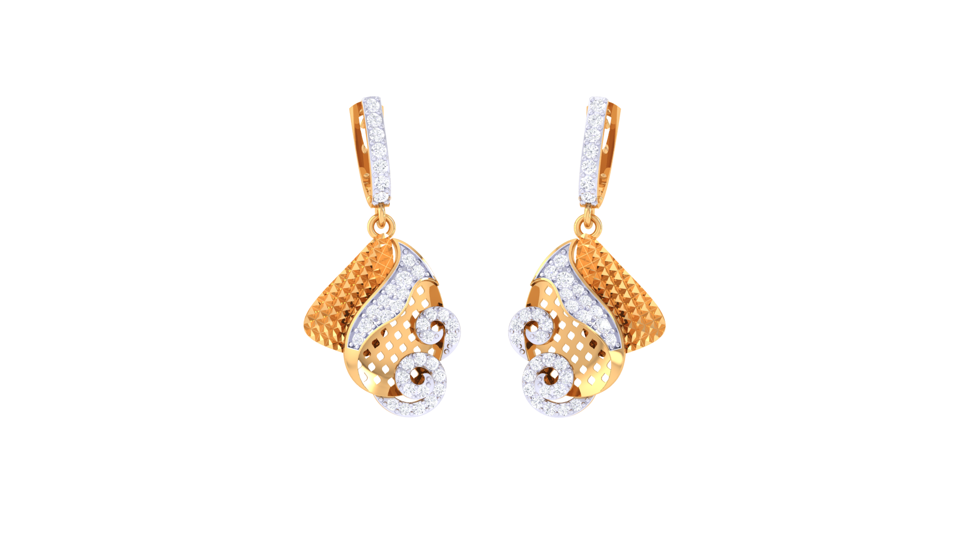 Dual-Tone Teardrop Swirl Earrings