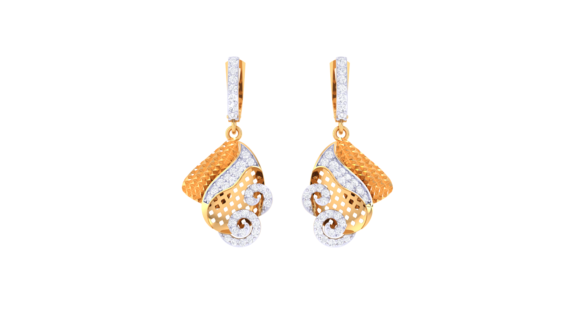 Dual-Tone Teardrop Swirl Earrings