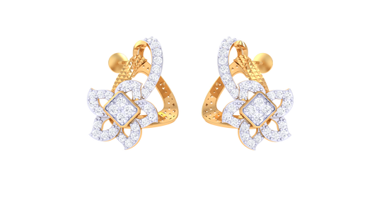 Elegant Diamond Flower Stud Earrings