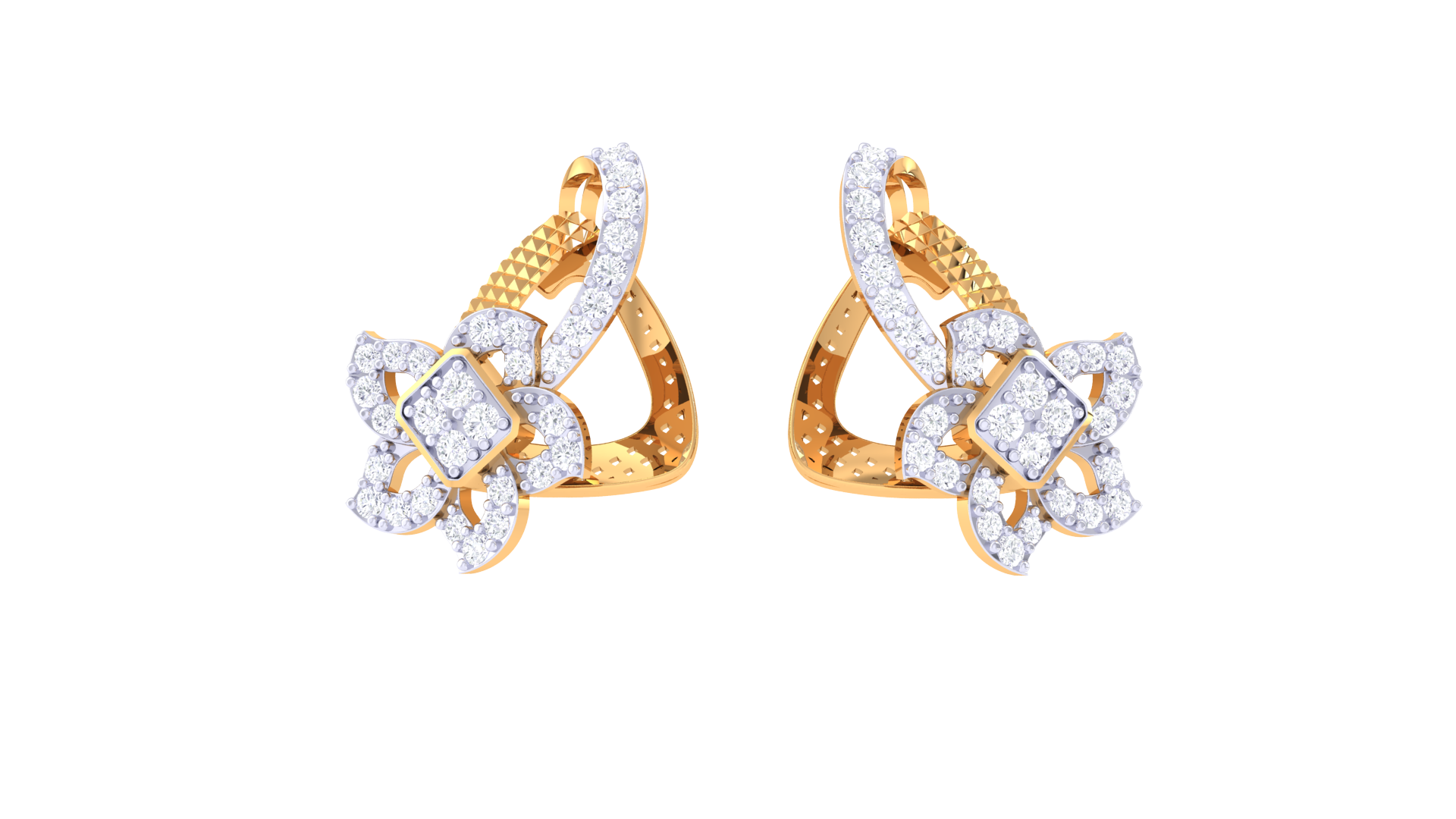 Elegant Diamond Flower Stud Earrings