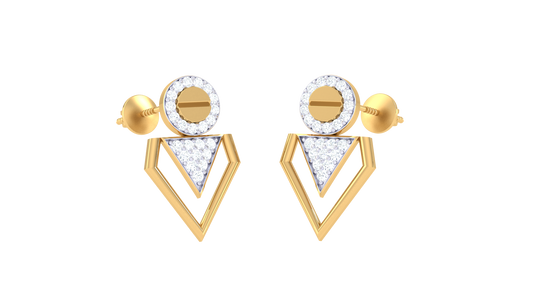 Gold Circle Triangle Earrings