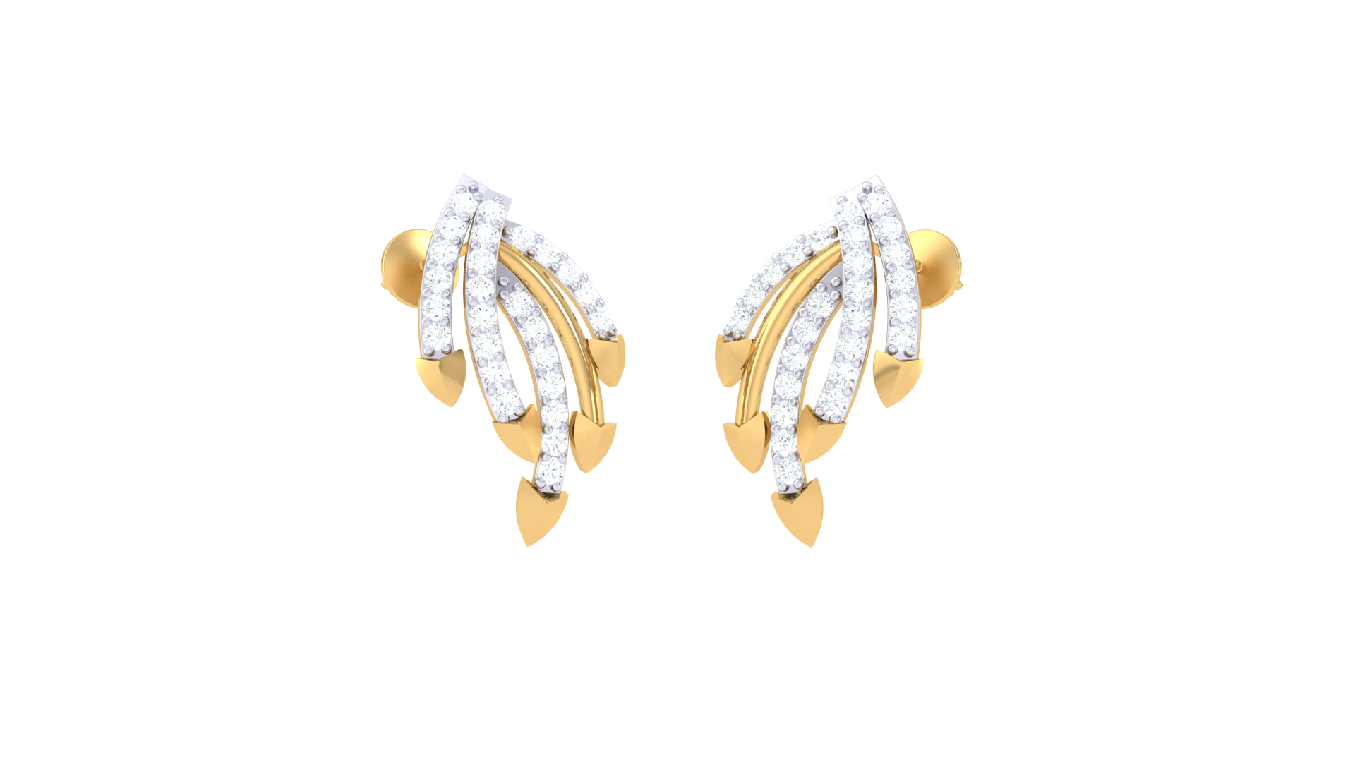 Golden Feather Cascade earrings