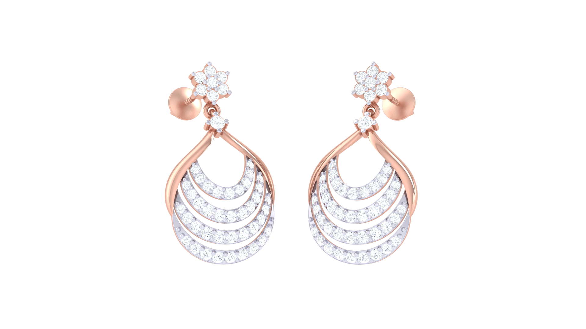 Triple Curve Crystal Embellished Earrings