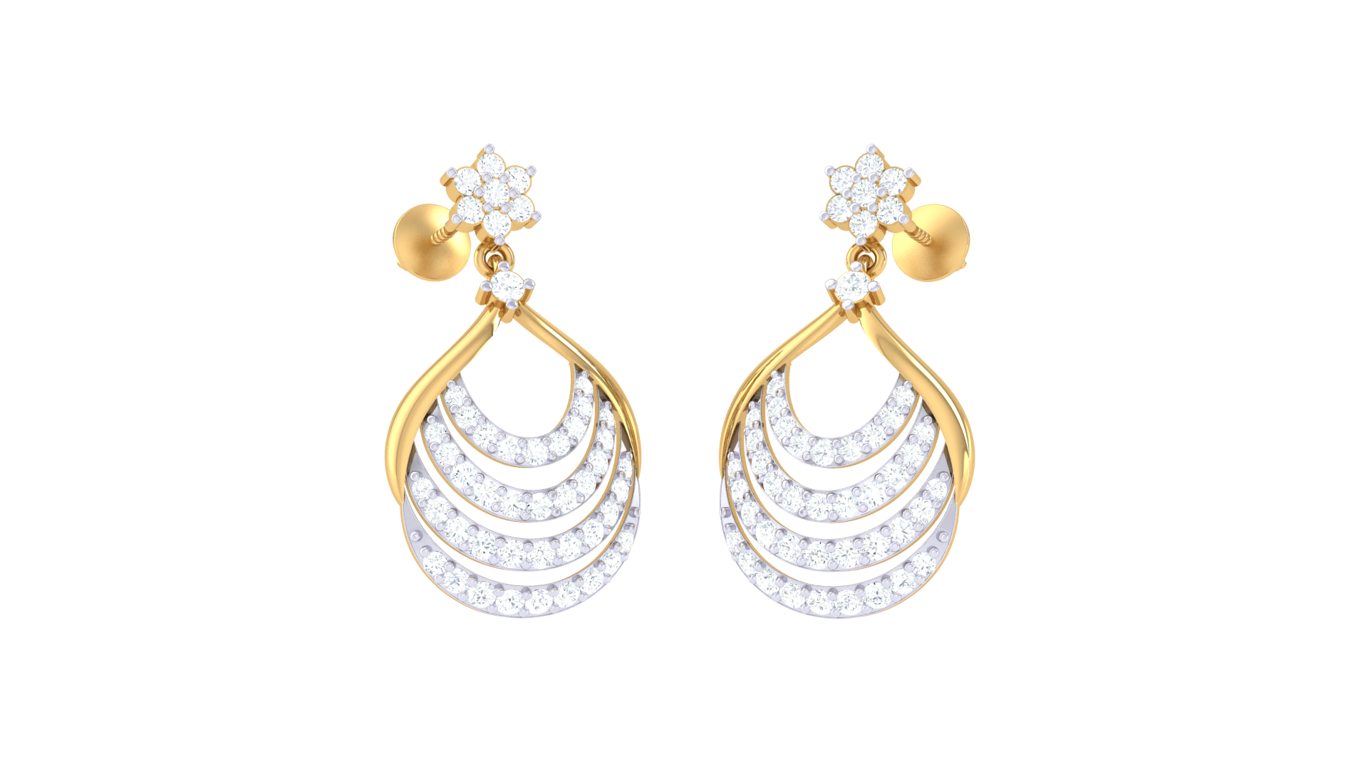 Triple Curve Crystal Embellished Earrings