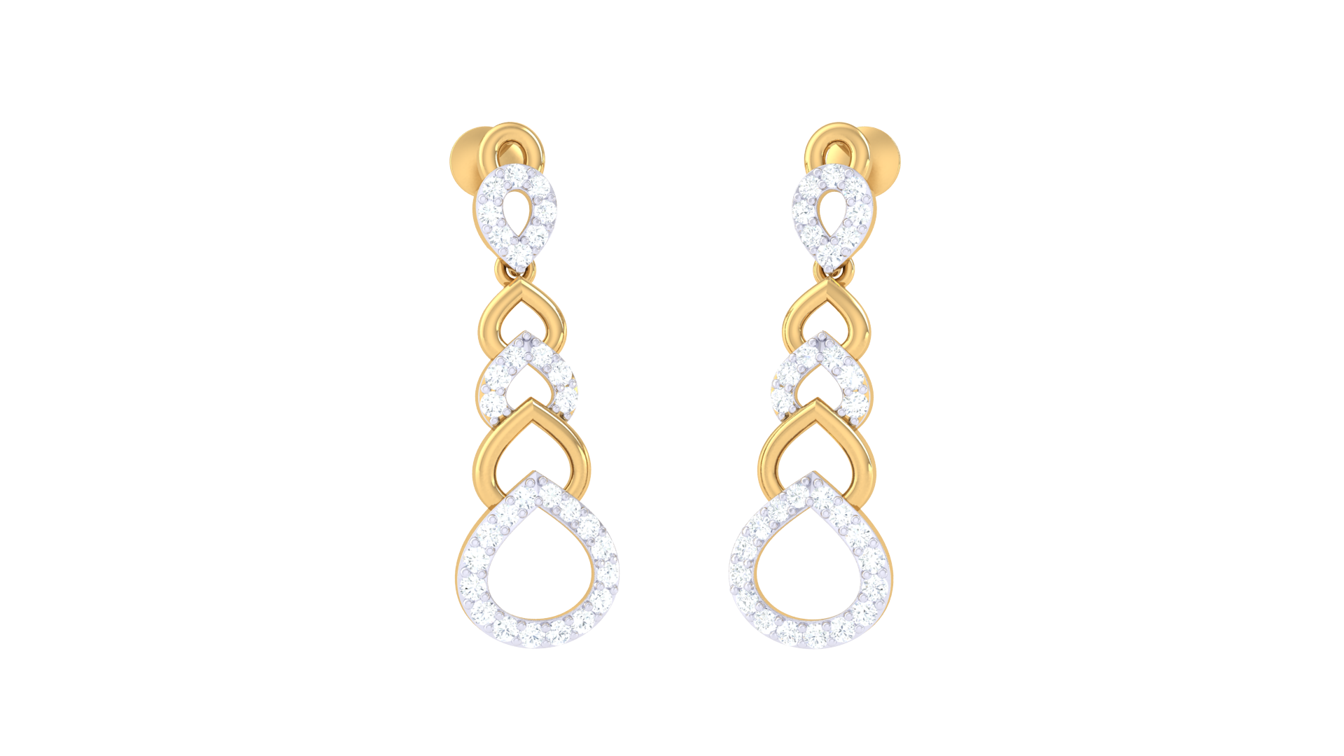 Open Teardrop Design Diamond Earrings