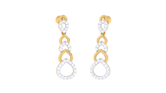 Open Teardrop Design Diamond Earrings