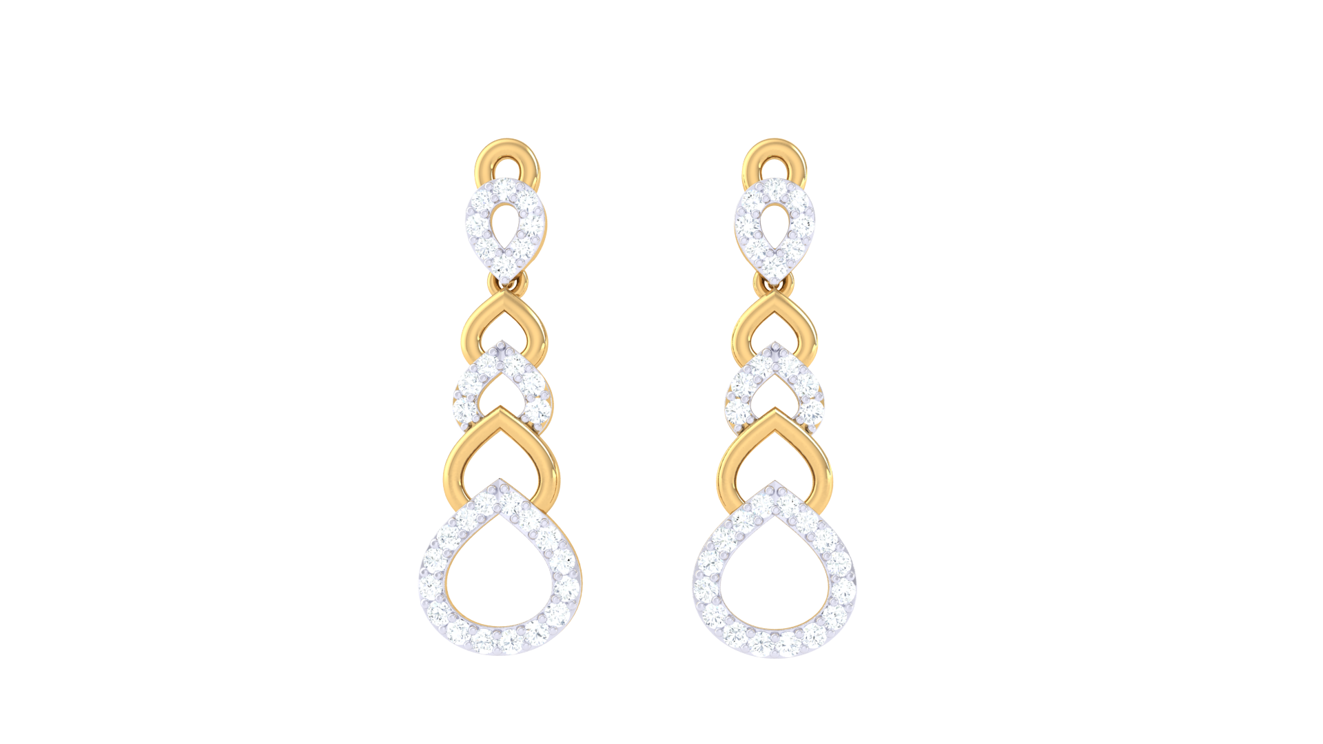 Open Teardrop Design Diamond Earrings
