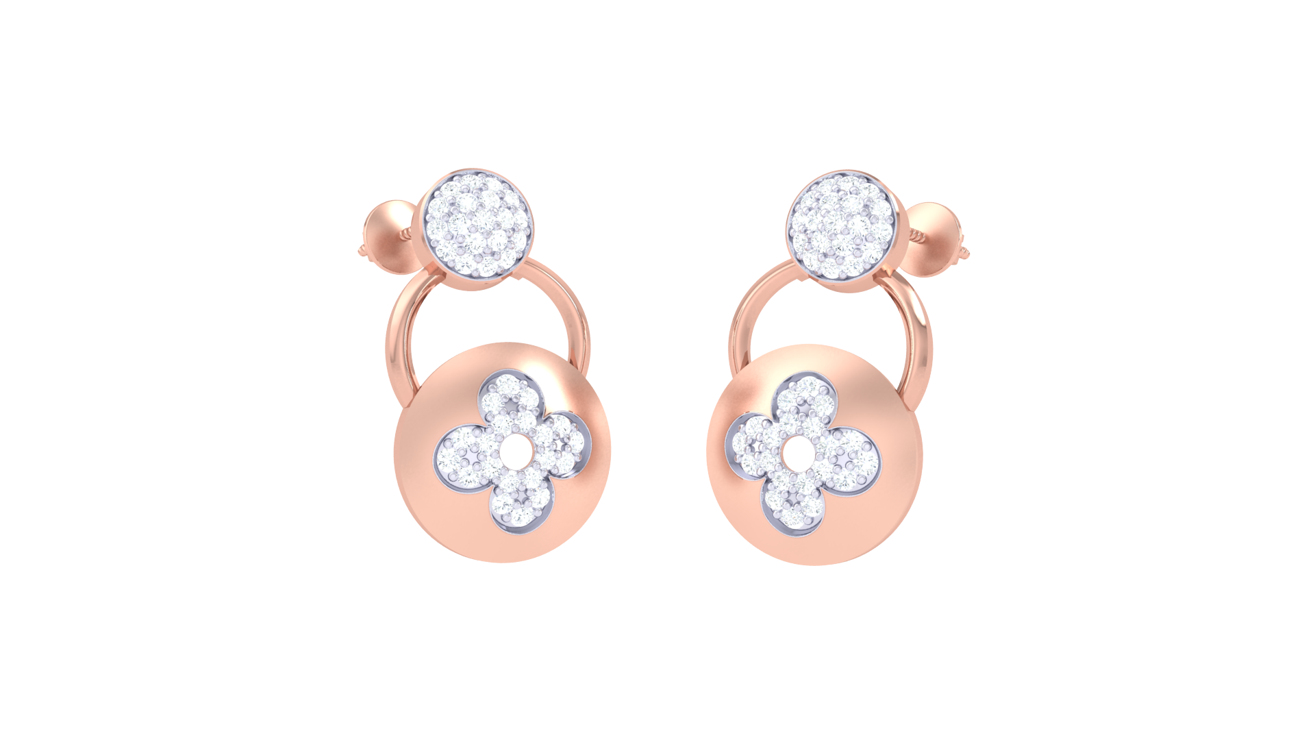 Gold Floral Disc Earrings