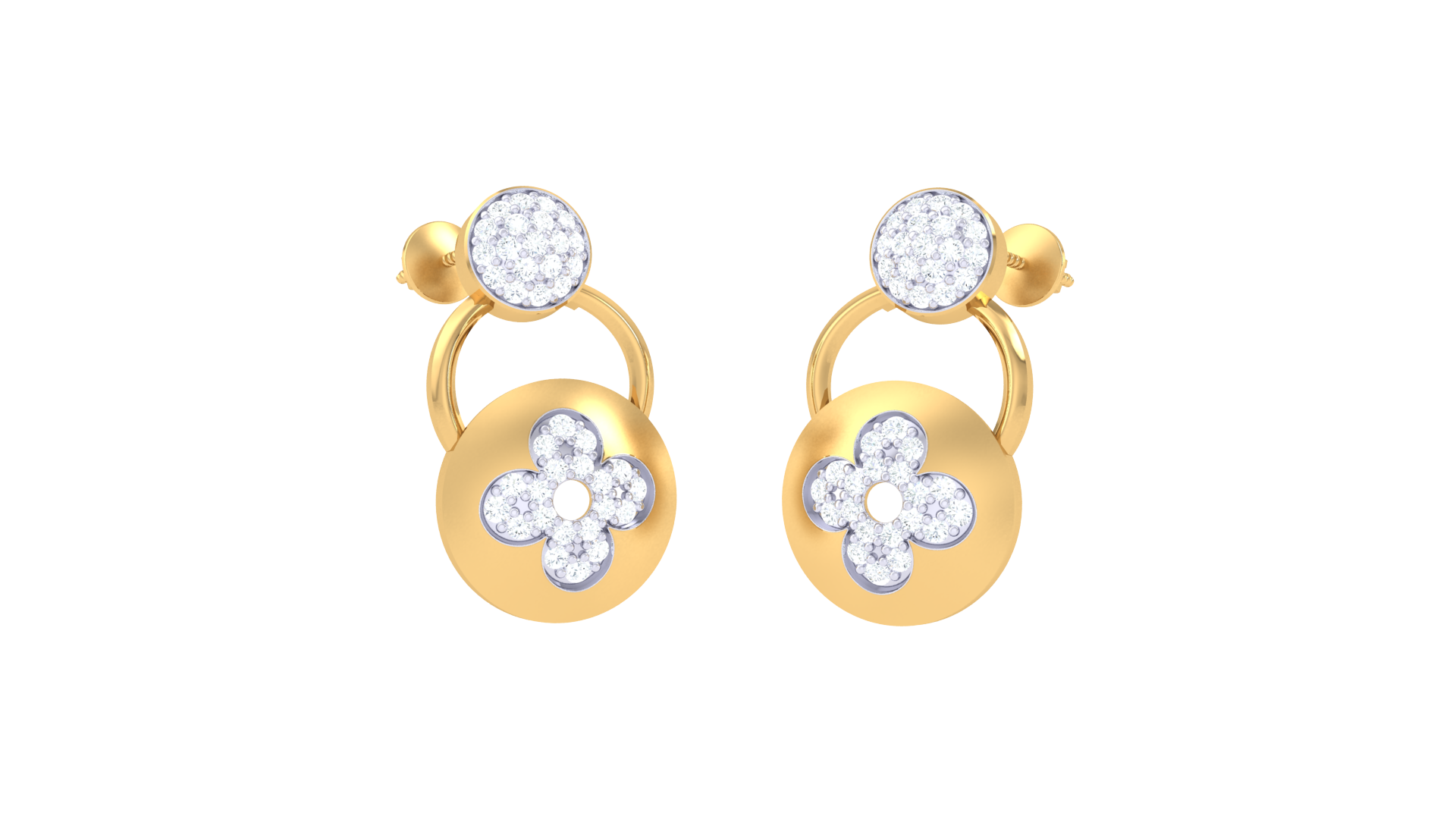 Gold Floral Disc Earrings