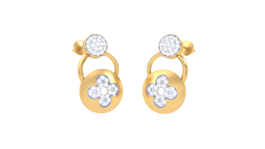 Gold Floral Disc Earrings