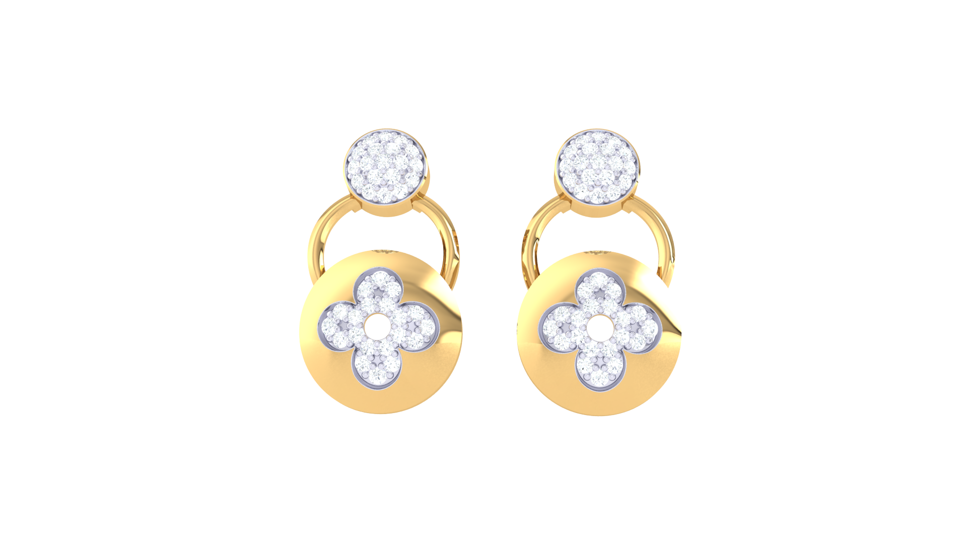 Gold Floral Disc Earrings