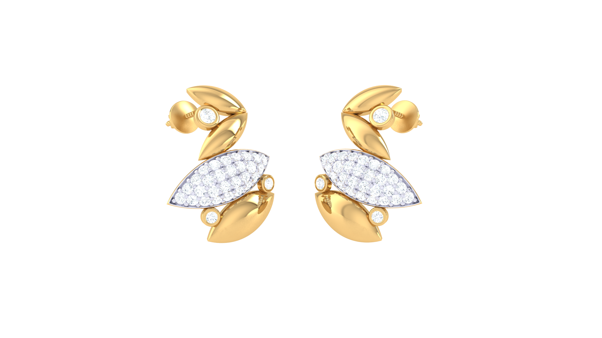 Abstract Two-Tone Leaf Earrings