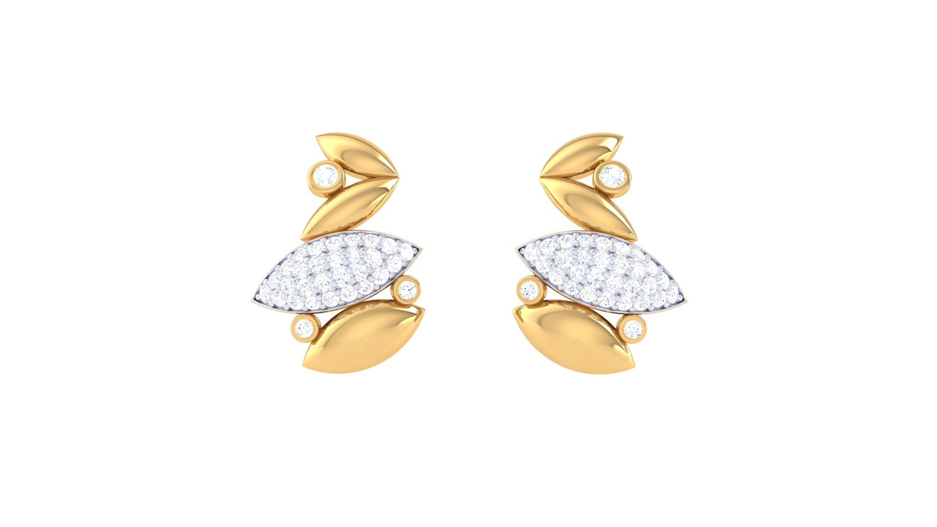Abstract Two-Tone Leaf Earrings