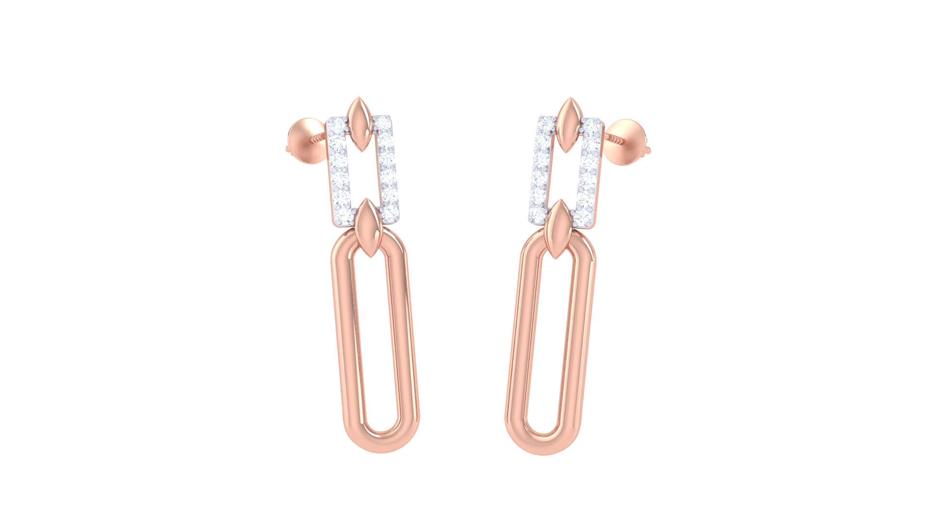 Gold Paperclip Crystal Earrings