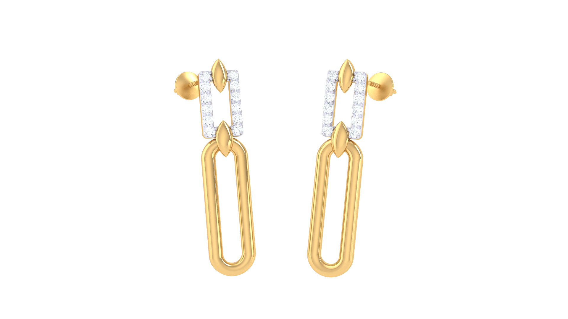Gold Paperclip Crystal Earrings