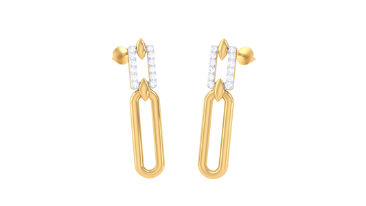 Gold Paperclip Crystal Earrings