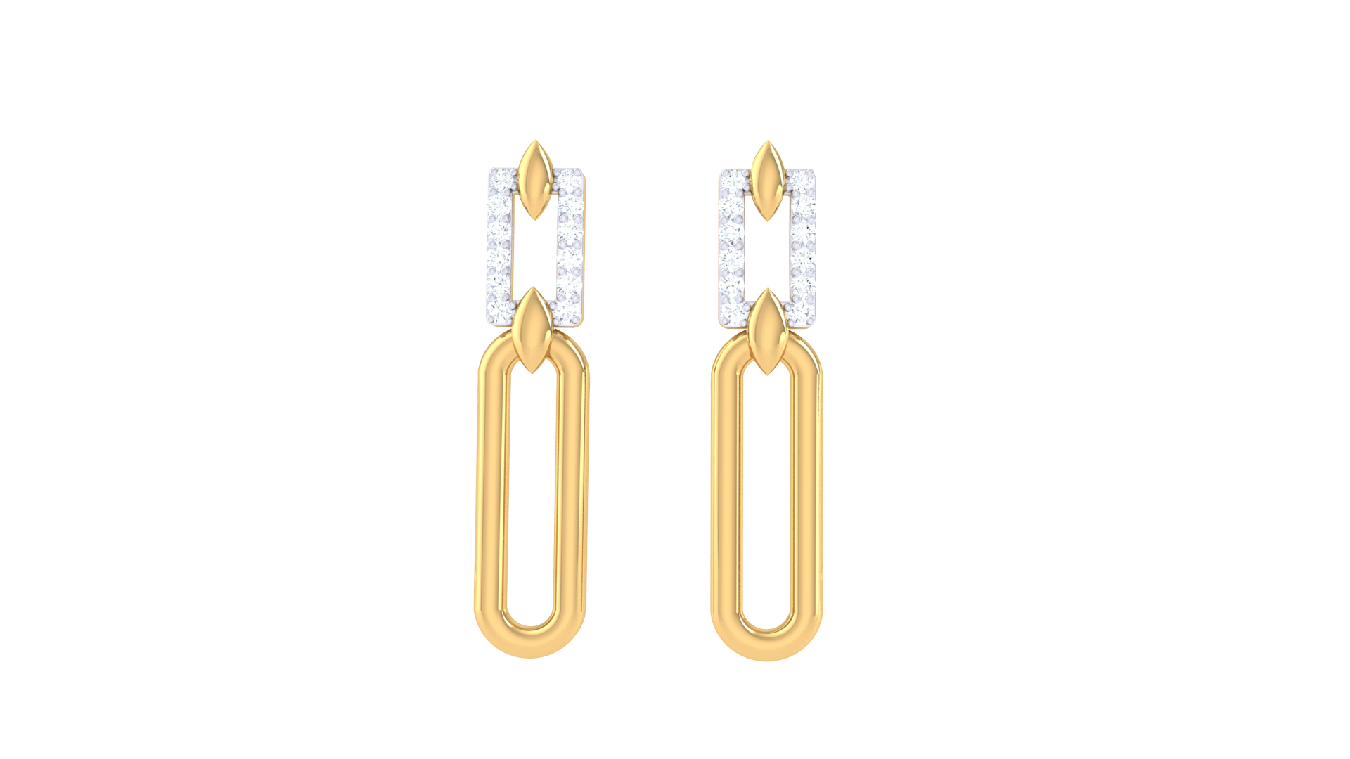 Gold Paperclip Crystal Earrings