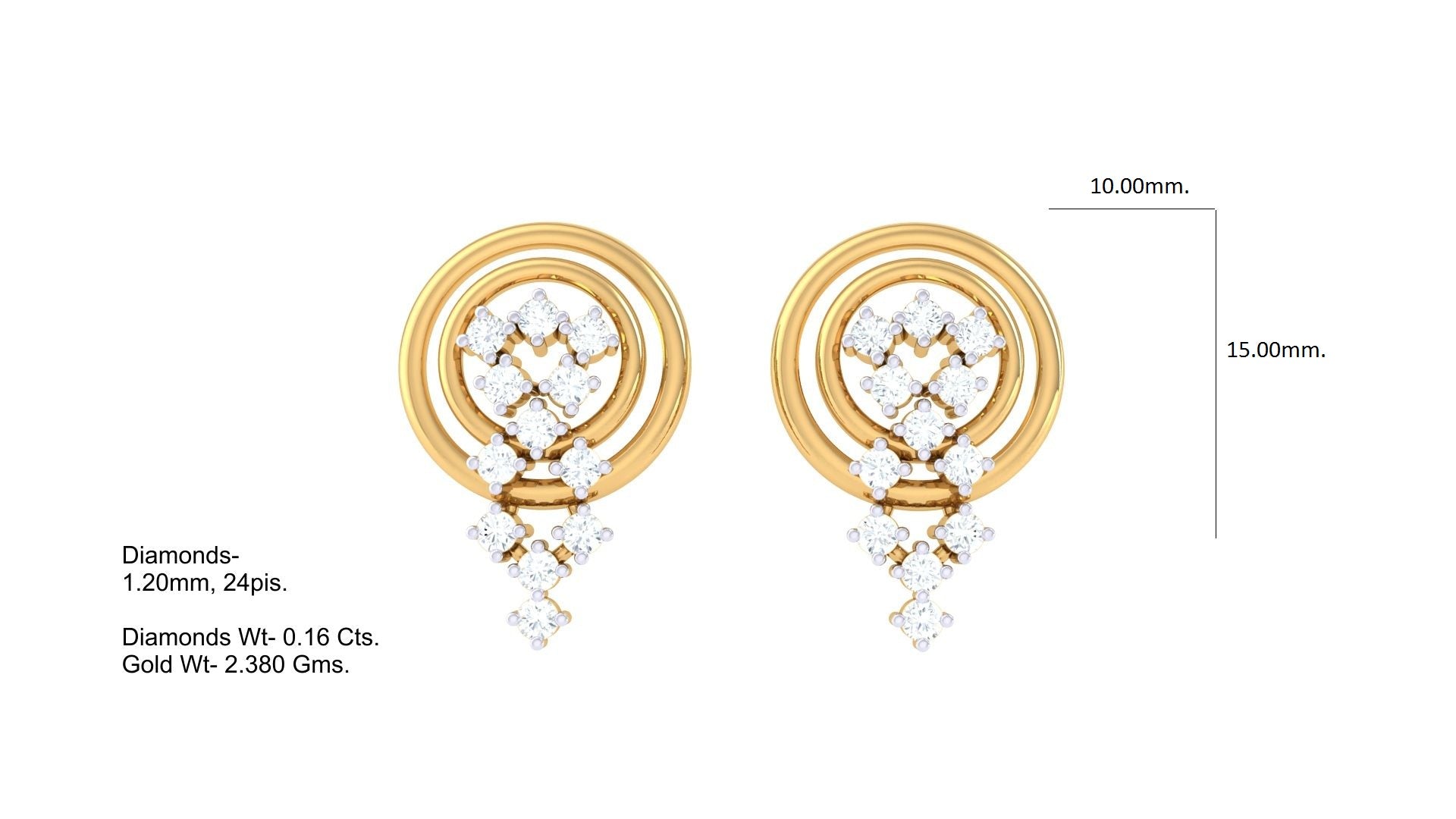 Luxurious Gold Stone Drop Earrings