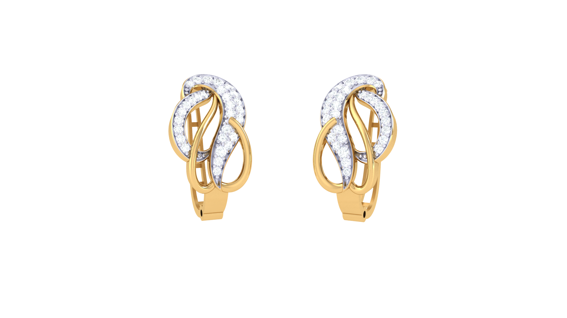 Sparkling Curved Gold Earrings