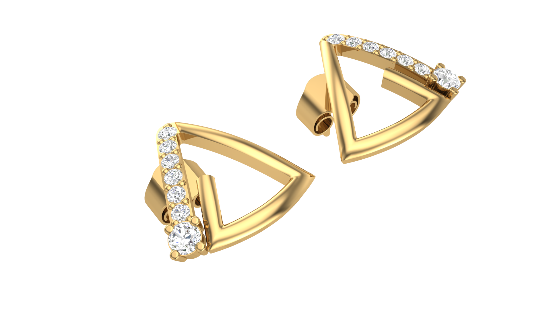 Modern Gold Triangle Earrings