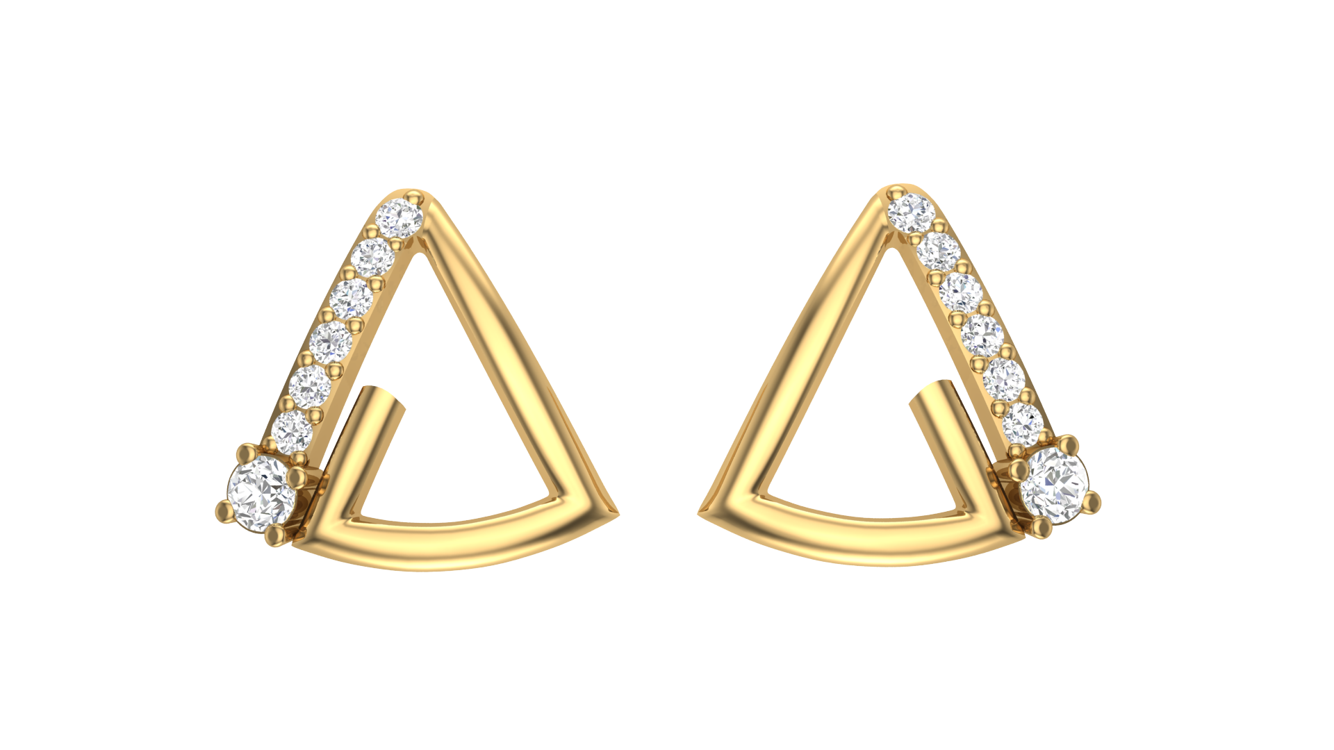 Modern Gold Triangle Earrings