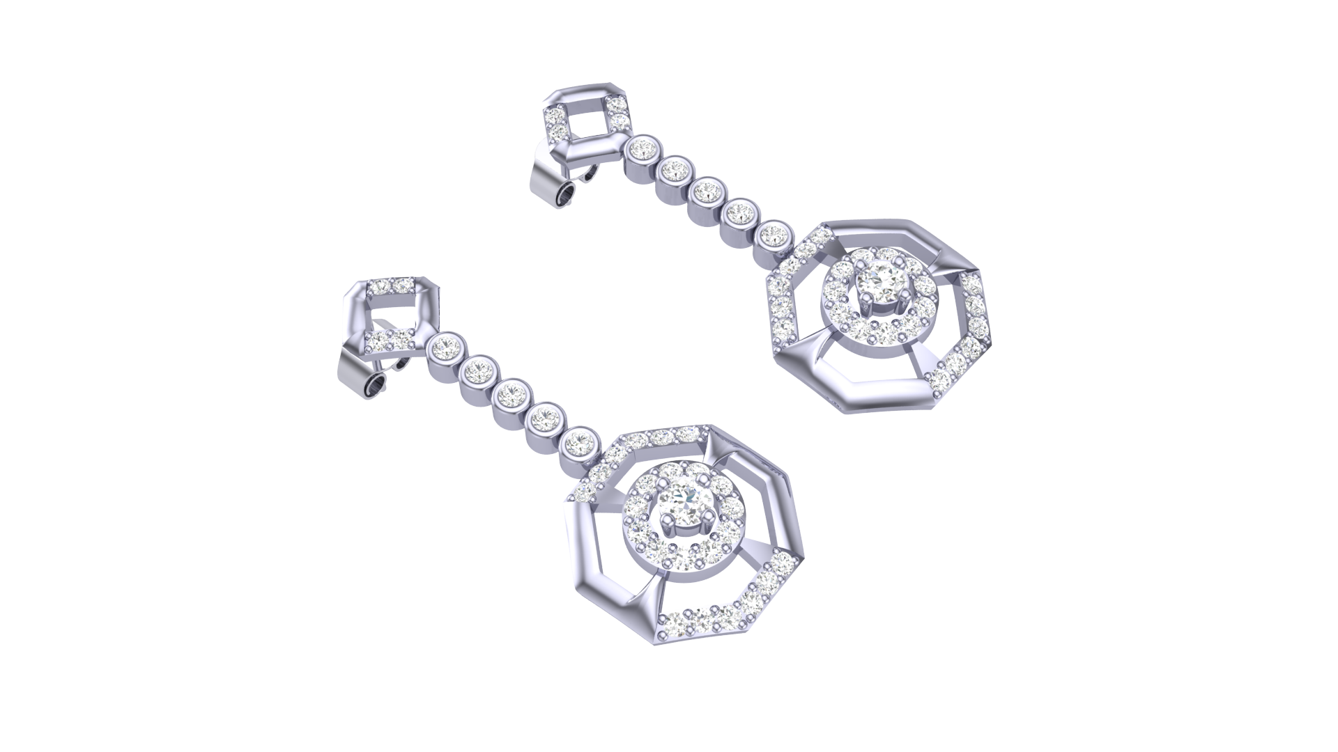 Geometric Diamond Octagon Earrings
