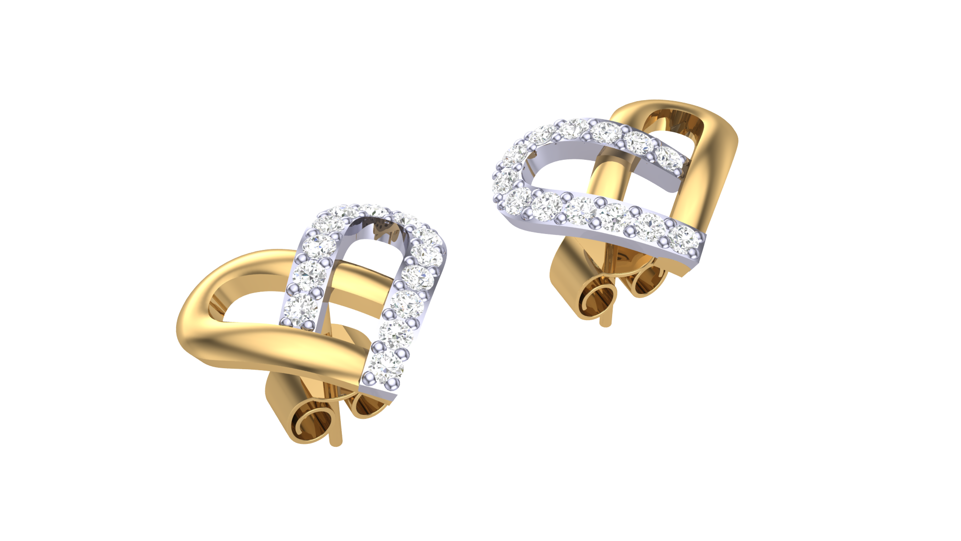 Dual-Tone Diamond Heart Earrings