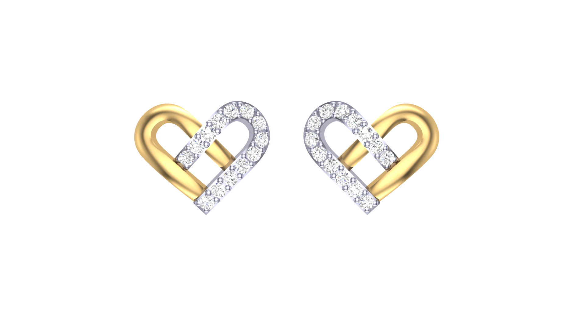 Dual-Tone Diamond Heart Earrings