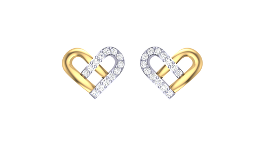Dual-Tone Diamond Heart Earrings