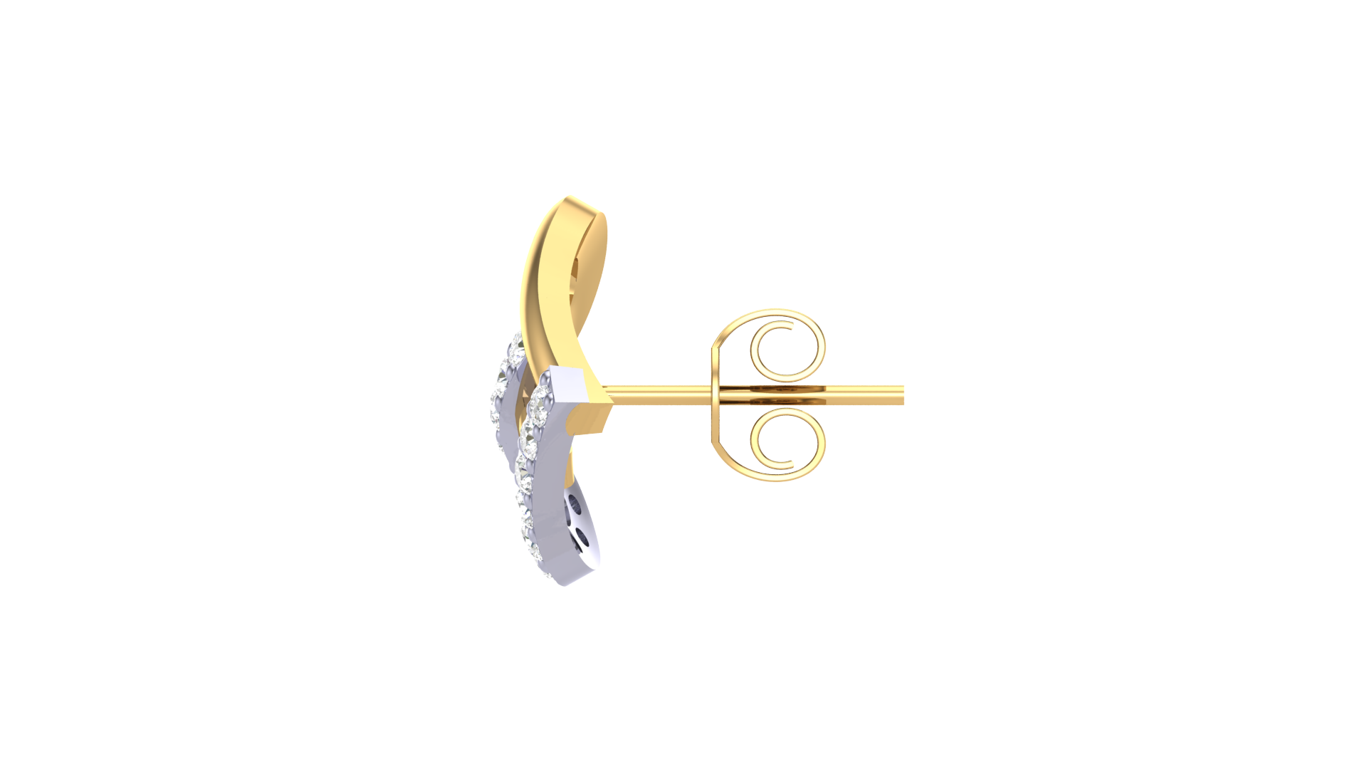Dual-Tone Diamond Heart Earrings