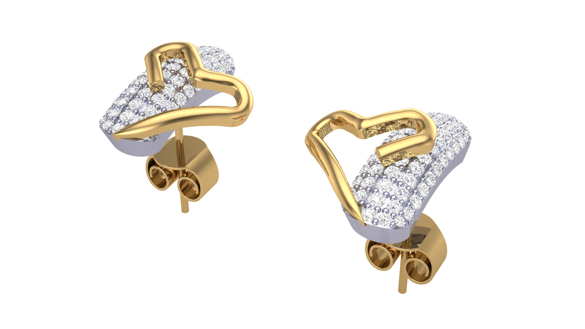 Modern Heart-Embellished Rectangular Earrings
