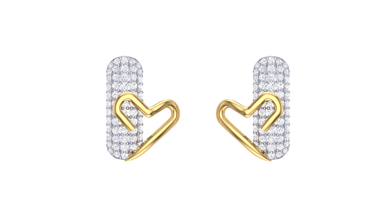 Modern Heart-Embellished Rectangular Earrings