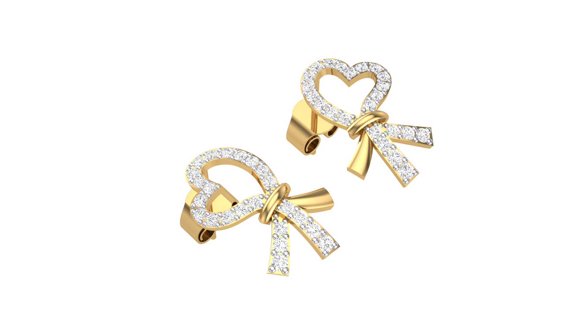 Sparkling Heart Ribbon Earrings