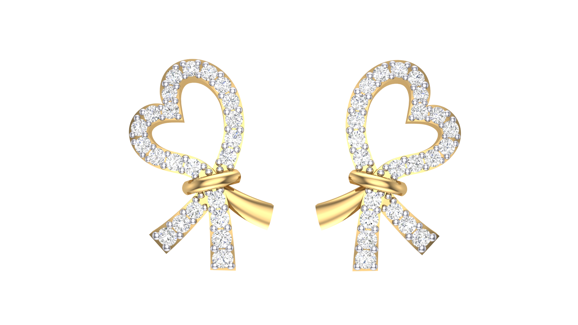 Sparkling Heart Ribbon Earrings
