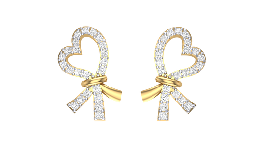Sparkling Heart Ribbon Earrings