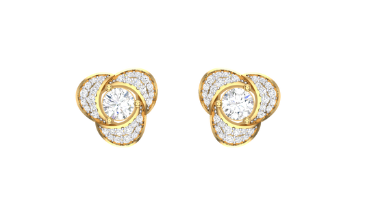 Three Petal Flower Diamond Earrings