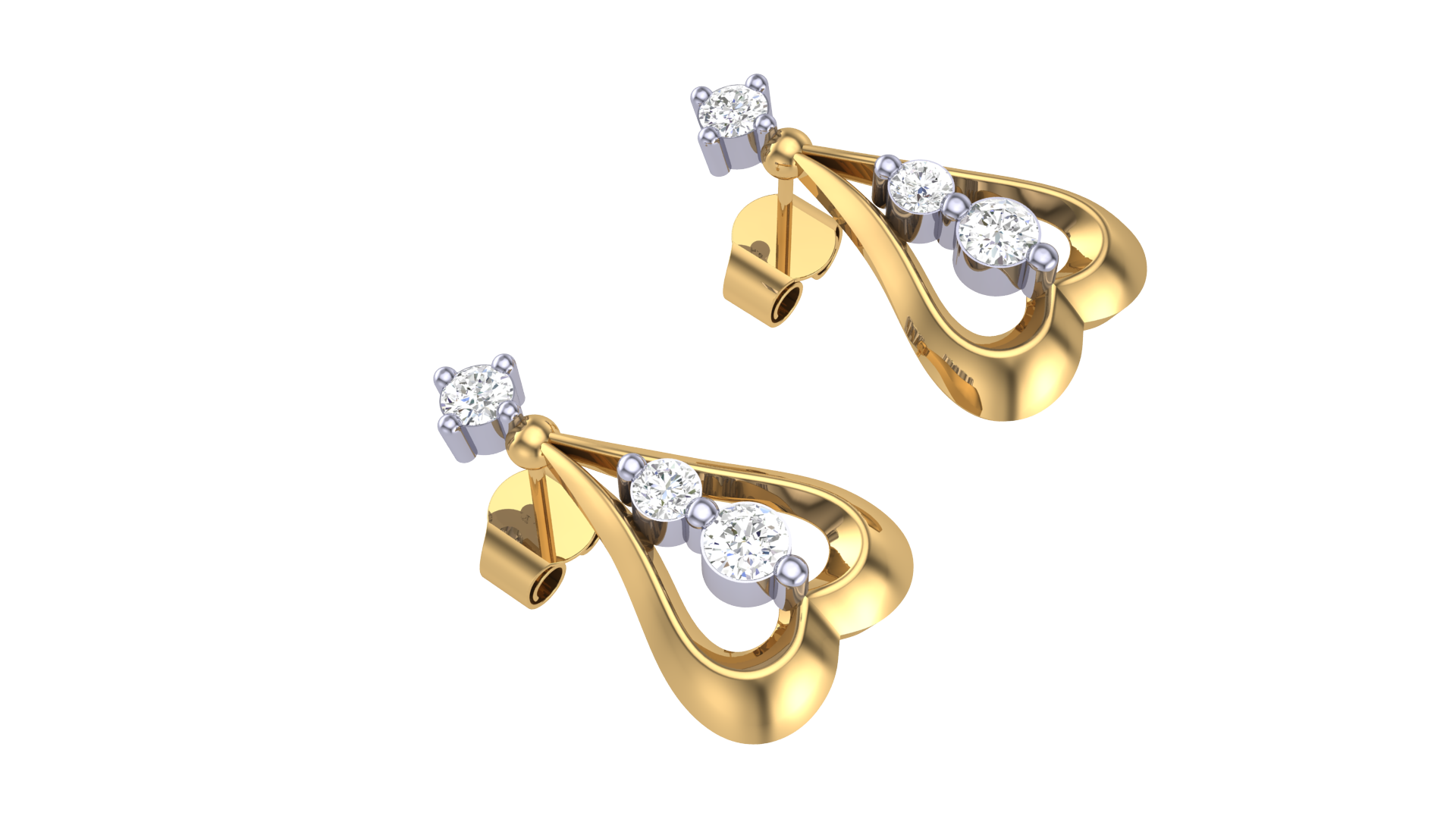 Gold Teardrop Heart Cutout Earrings