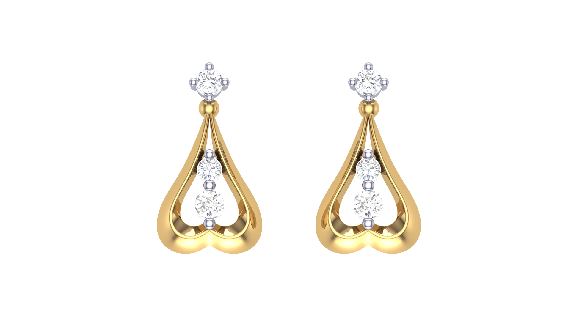 Gold Teardrop Heart Cutout Earrings
