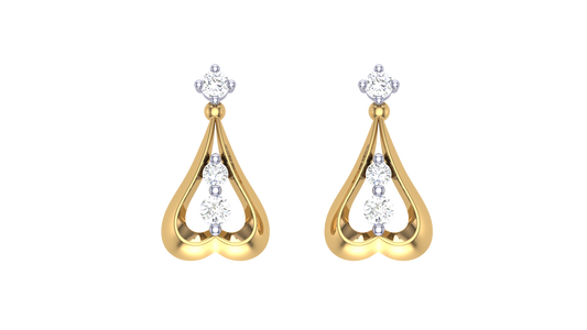 Gold Teardrop Heart Cutout Earrings