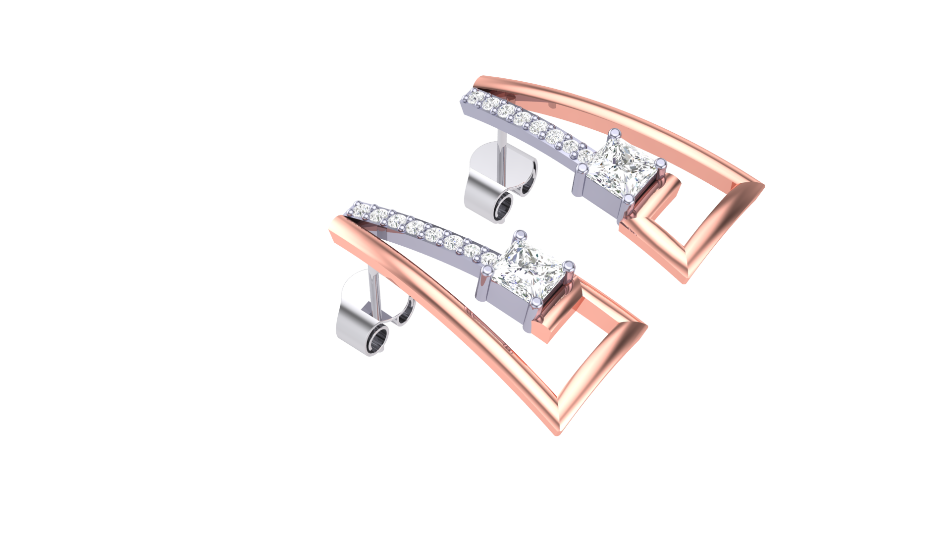 Vertical Diamond Geometric Earrings
