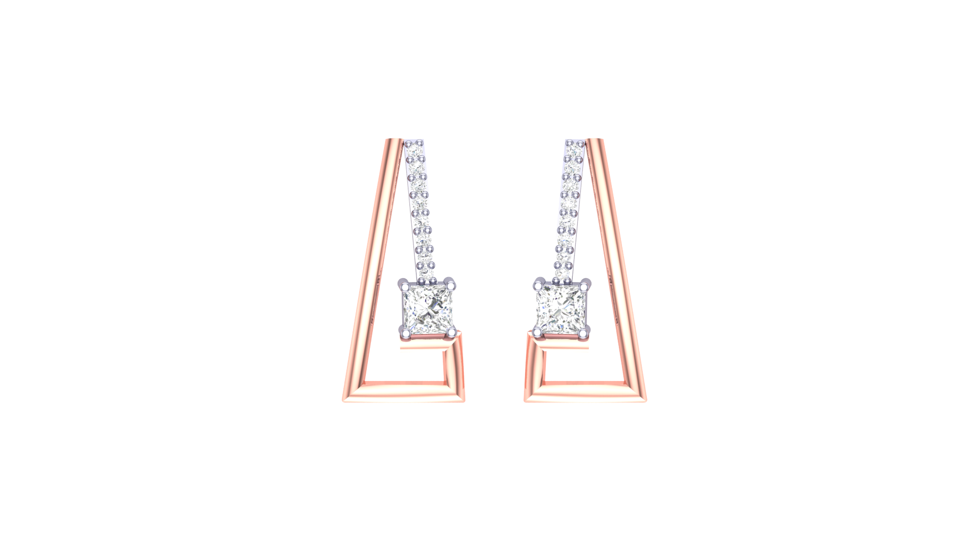 Vertical Diamond Geometric Earrings