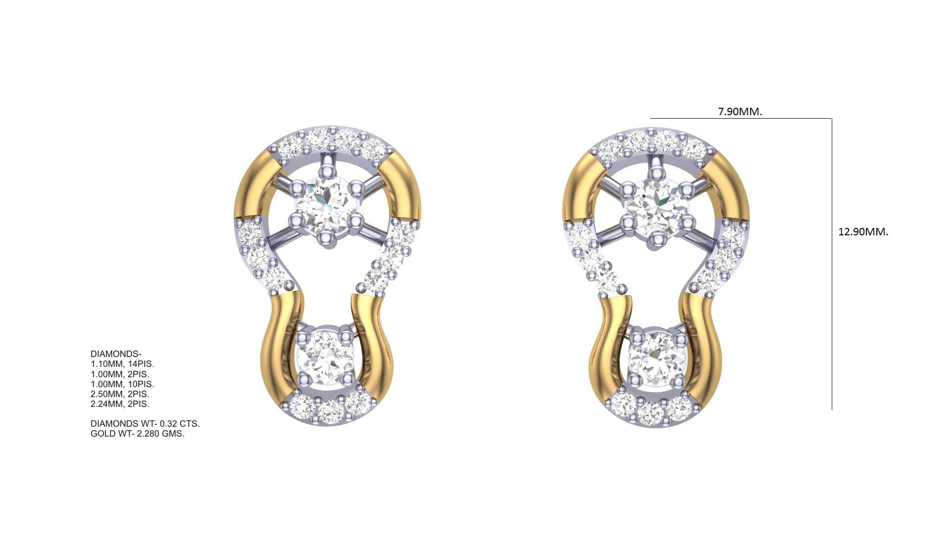 Elegant Two Tone Drop Earrings