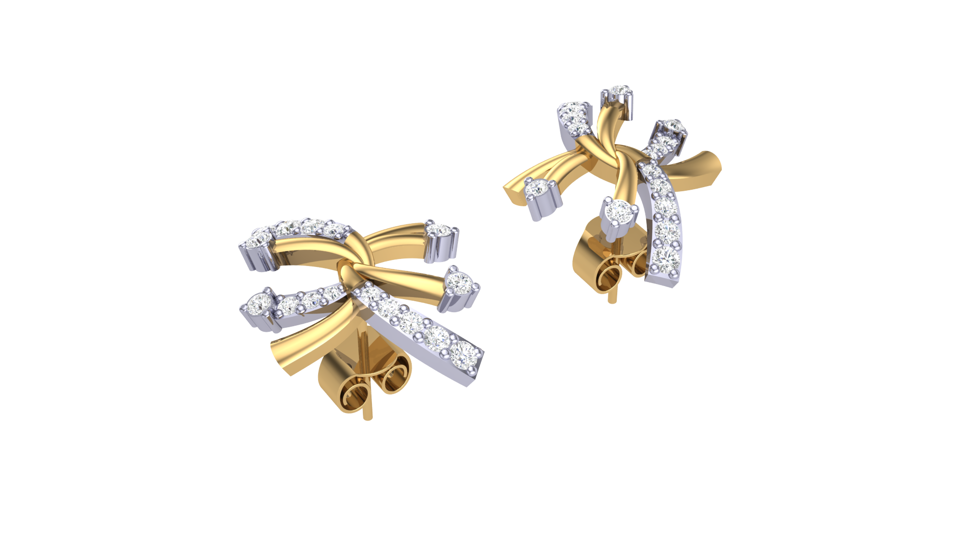 Ribbon Design Diamond Earrings