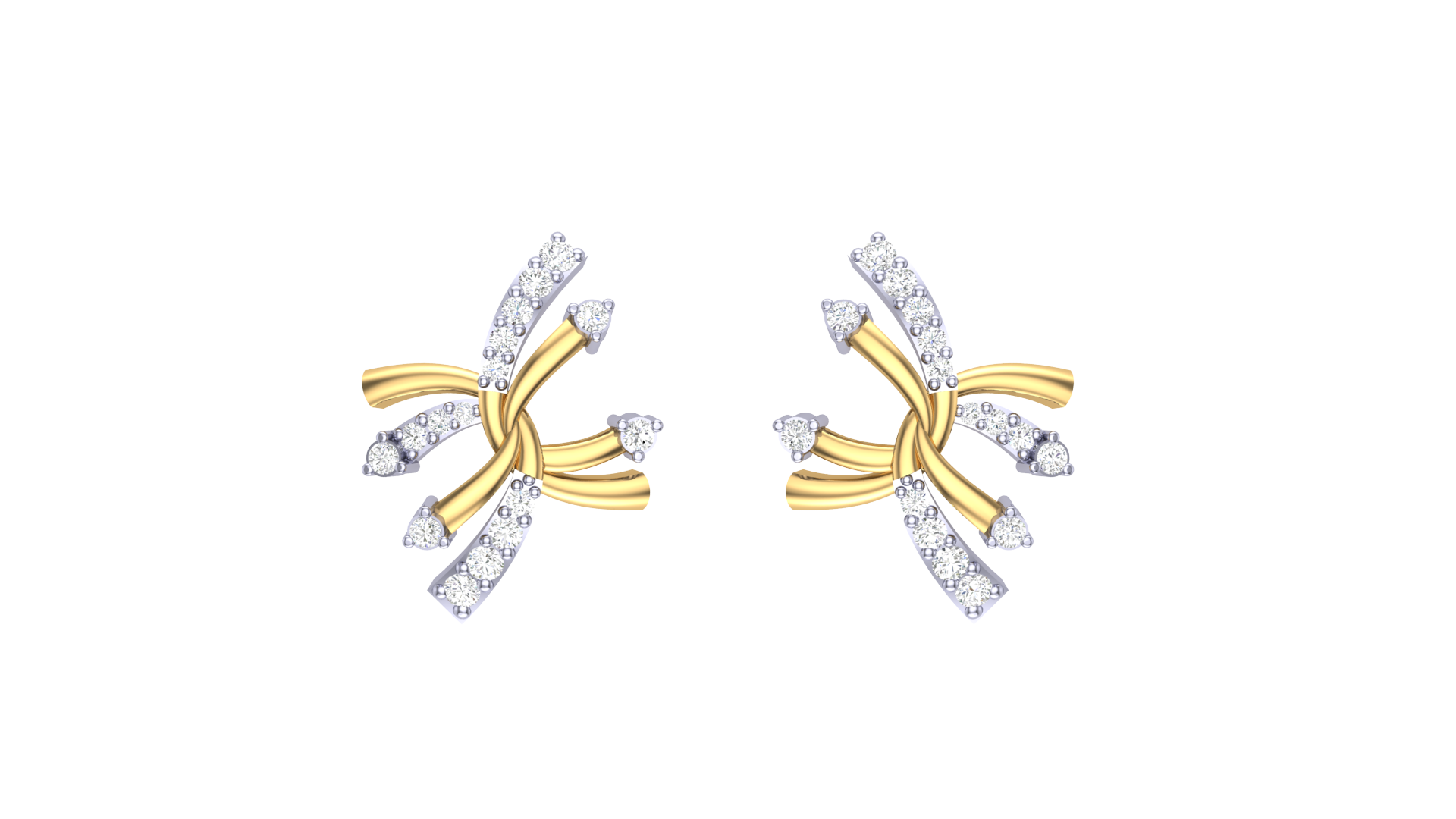 Ribbon Design Diamond Earrings