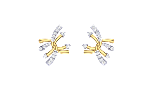 Ribbon Design Diamond Earrings