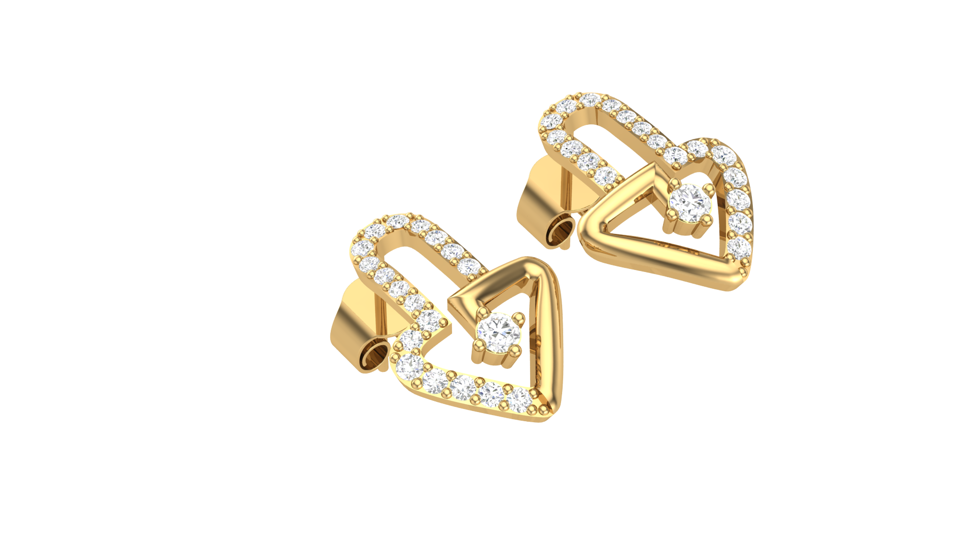 Gold Arrow Heart Modern Earrings