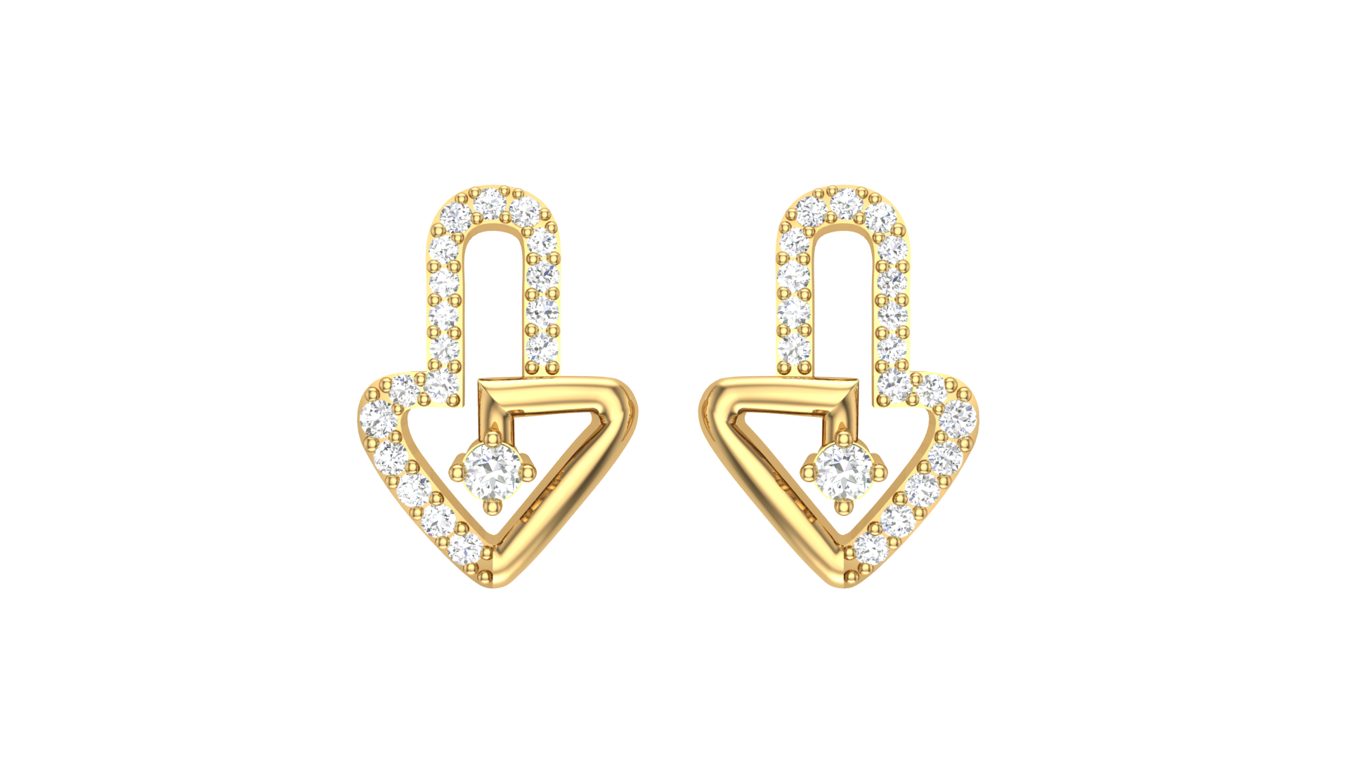 Gold Arrow Heart Modern Earrings