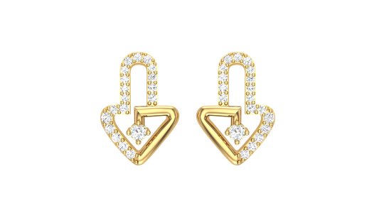 Gold Arrow Heart Modern Earrings