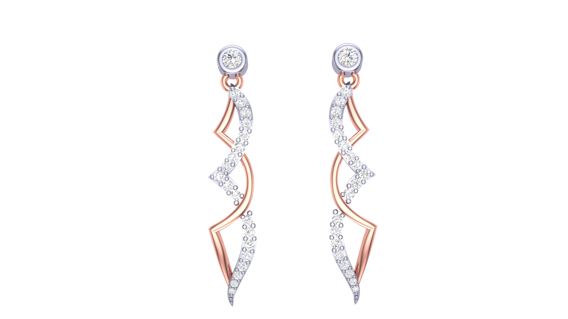 Elegant Two Tone Wavy Earrings