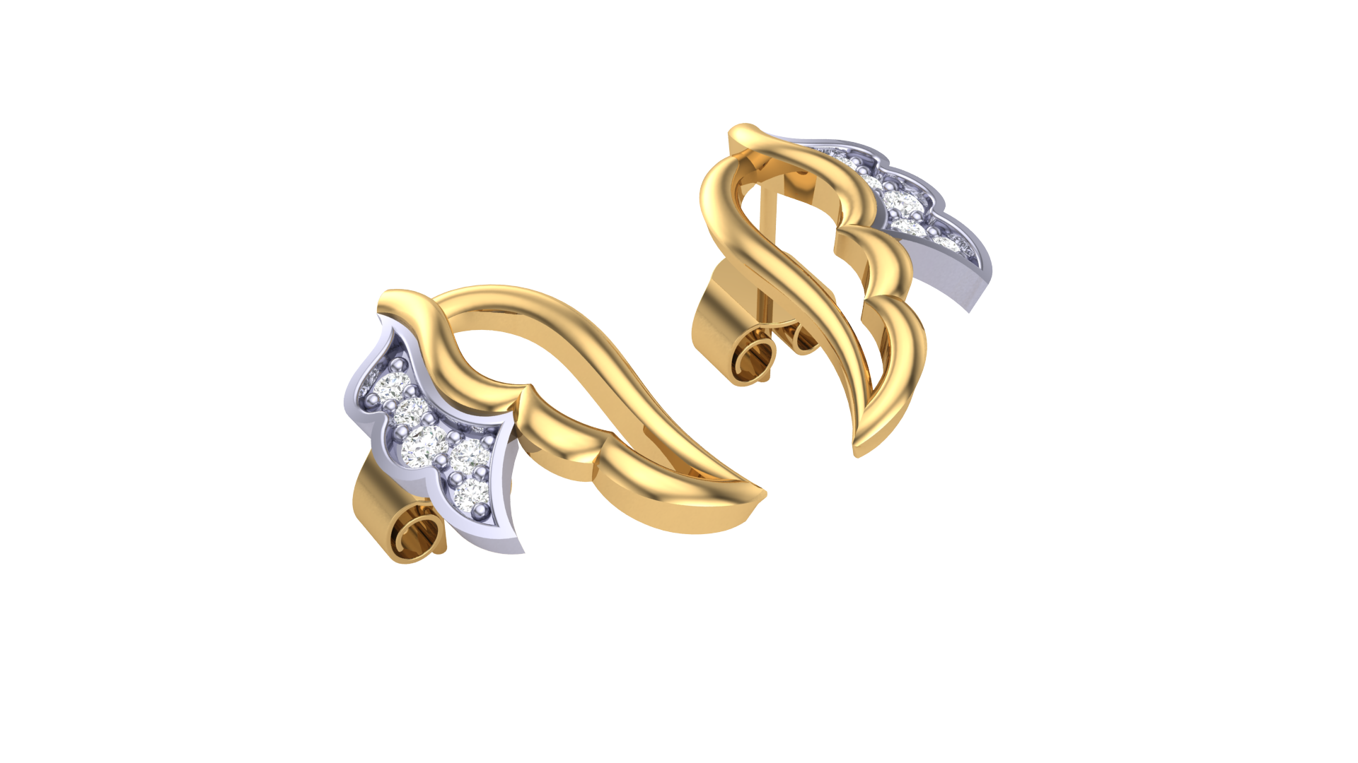 Dual Tone Wing Design Earrings